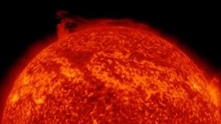 The flare circling the sun's north pole.