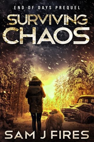 Cover of 'Surviving Chaos' - a woman and her dog in a post-apocalyptic wasteland