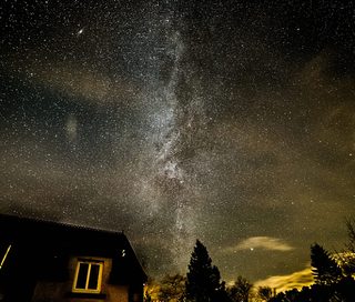 The sky above Moffat, showing the milky way arcing overhead.