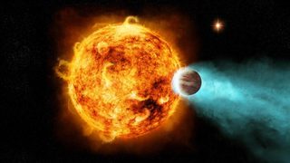 Artist's concept of a hot Jupiter orbiting close to its star.