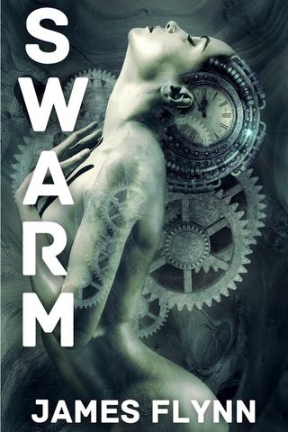Cover of 'Swarm' - a woman's body merged with clocks and gears.