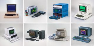 Image: A selection of papercraft retrocomputers.