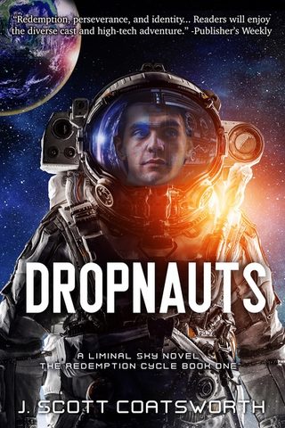 Cover of 'Dropnauts' - an astronaut high above the Earth