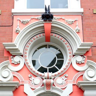 The Demon Rabbit in situ above a rococo doorway